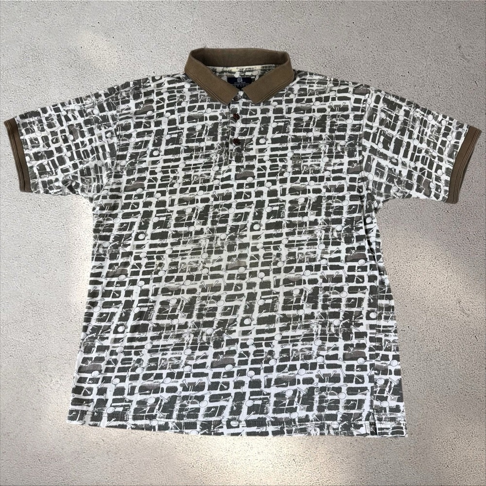Givenchy Vintage Activewear Short Sleeve Golf Pattern Polo Shirt Men's Large